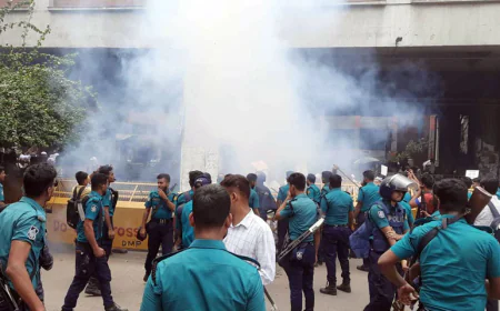 উত্তপ্ত প্রেসক্লাব, সাউন্ড গ্রেনেড নিক্ষেপ পুলিশের