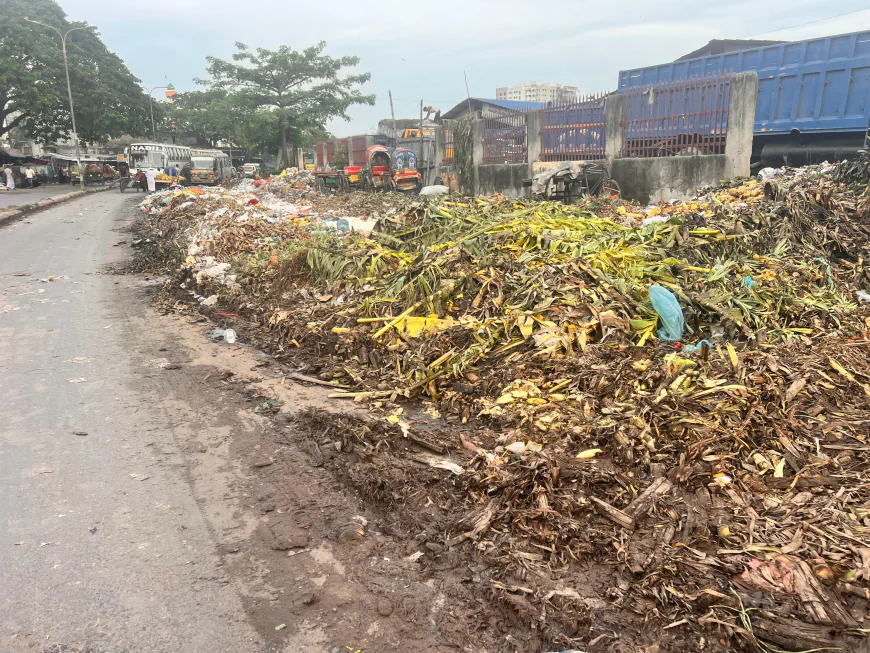 মিরপুর দিয়াবাড়ি সংলগ্ন কাঁচামাল আরতের সামনে ময়লার স্তুপ, জনদুর্ভোগ চরমে