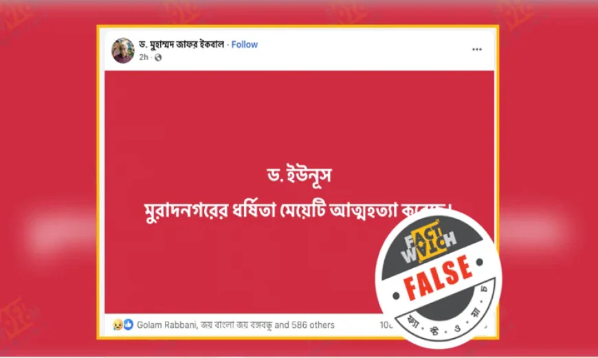 কুমিল্লায় ধর্ষণের ঘটনায় ভুক্তভোগী নারীর আত্মহত্যার দাবিটি ভিত্তিহীন: ফ্যাক্টওয়াচ