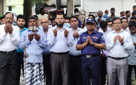 চাঁপাইনবাবগঞ্জে জুলাই শহিদ স্মৃতি স্তম্ভের নির্মাণ  কাজের উদ্বোধন