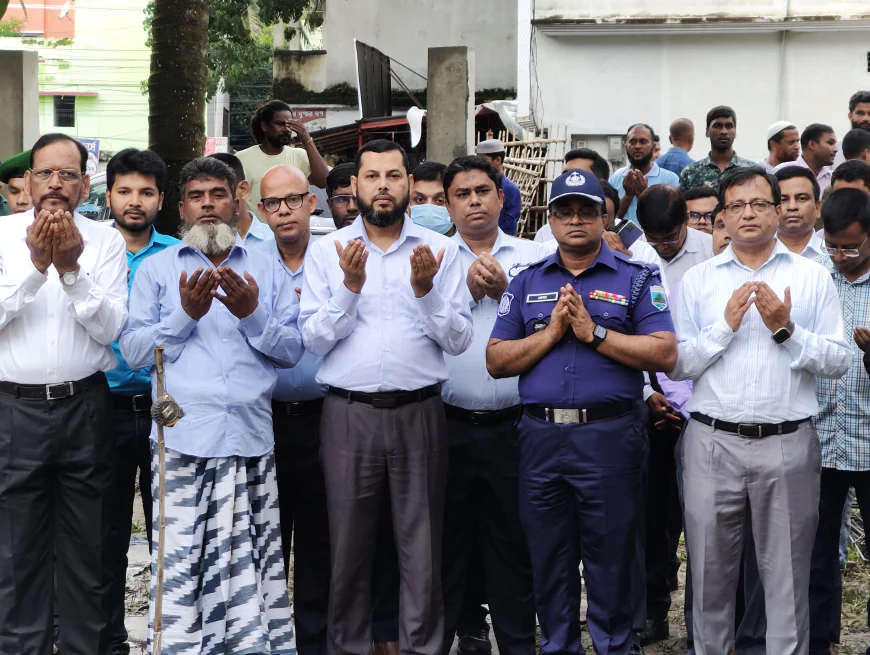 চাঁপাইনবাবগঞ্জে জুলাই শহিদ স্মৃতি স্তম্ভের নির্মাণ  কাজের উদ্বোধন