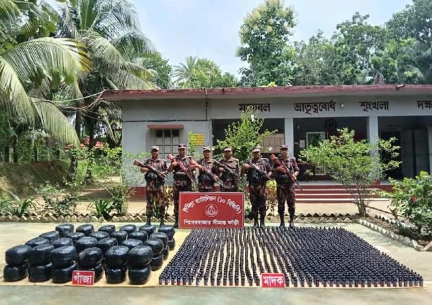 কুমিল্লা সীমান্তে বিজিবির অভিযানে বিপুল পরিমাণ মাদক ও চোরাচালানী পণ্য জব্দ