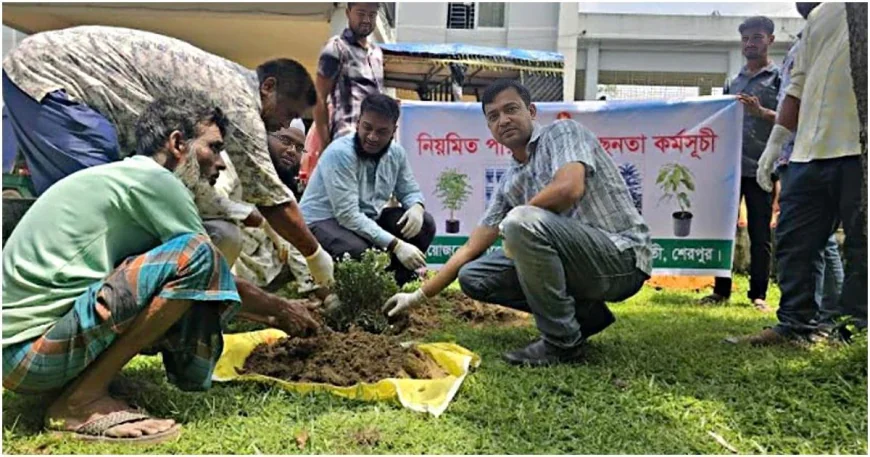 ঝিনাইগাতী উপজেলা স্বাস্থ্য কমপ্লেক্সে পরিষ্কার-পরিচ্ছন্নতা অভিযান