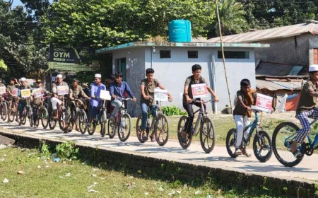 জলবায়ু ন্যায়বিচারের প্রতি সচেতনতা বৃদ্ধিতে পটুয়াখালীতে সাইকেল র‍্যালি